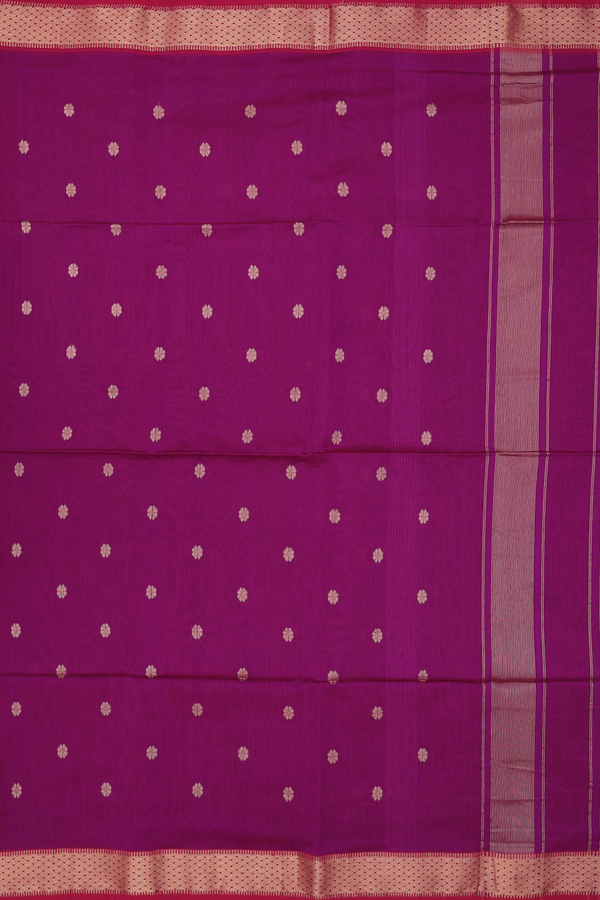 Maheswari Silk Cotton Saree In Plum Purple With Floral Buttas