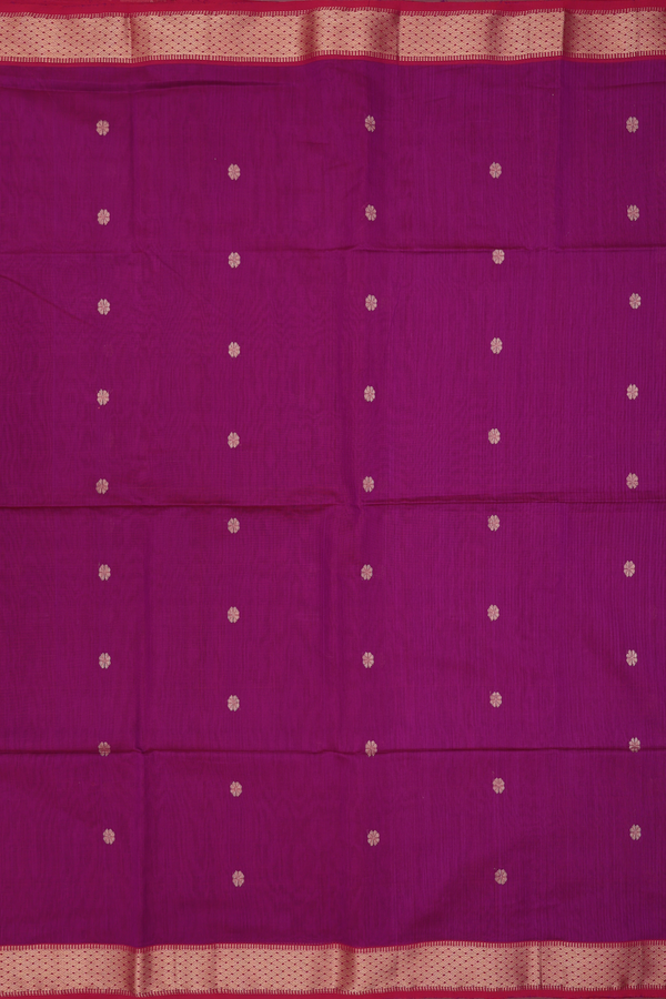 Maheswari Silk Cotton Saree In Plum Purple With Floral Buttas