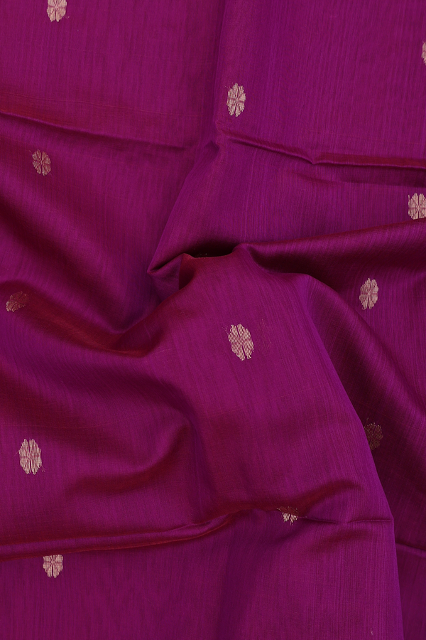 Maheswari Silk Cotton Saree In Plum Purple With Floral Buttas