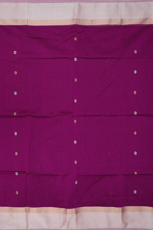 Maheswari Silk Cotton Saree In Purple With Floral Buttas