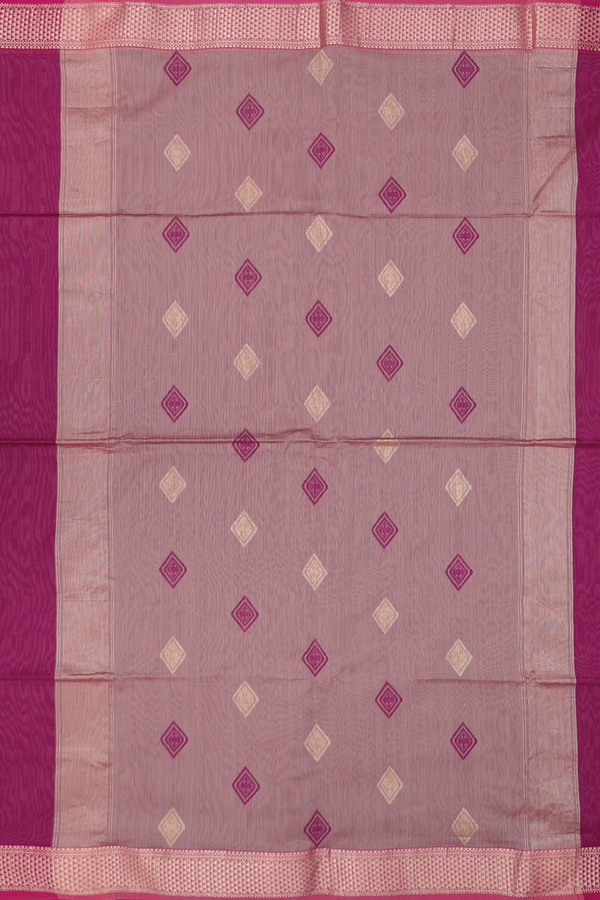 Maheswari Silk Cotton Saree Berry Purple With Diamond Buttas