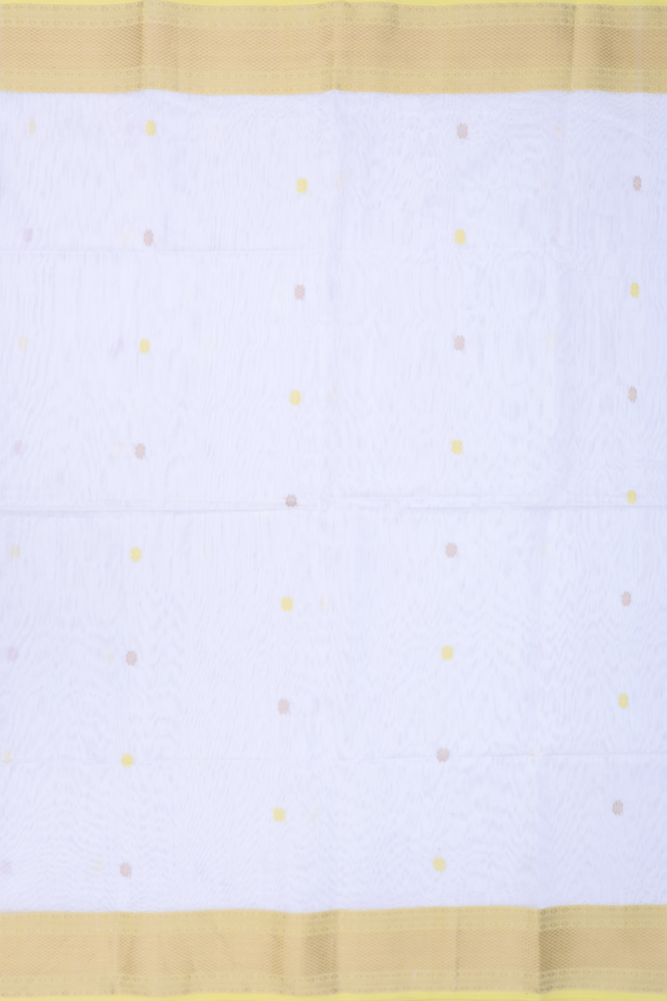 Maheswari Silk Cotton Saree In White With Floral Buttas