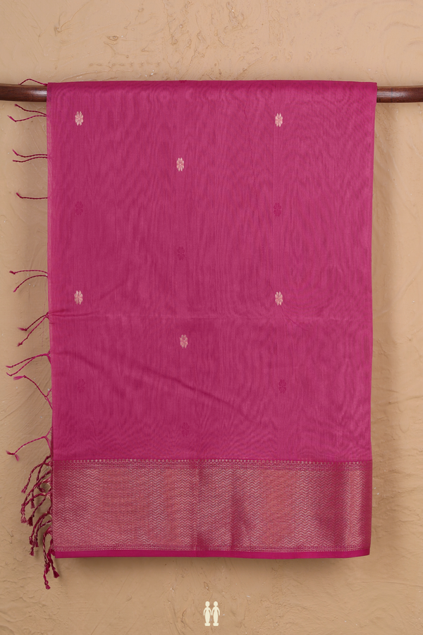 Maheswari Silk Cotton Saree In Pink With Floral Buttas