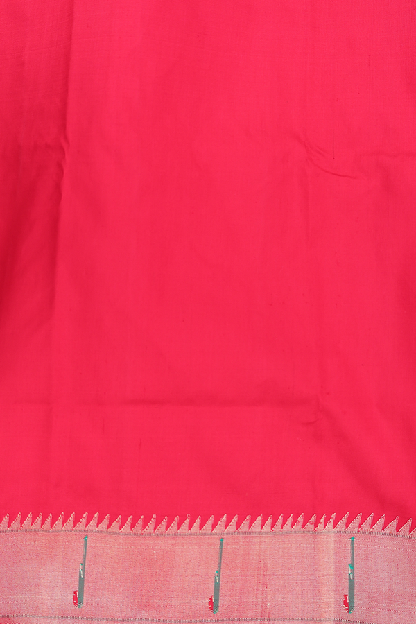 Paithani Silk Saree In Chilli Red With Paisley Buttis