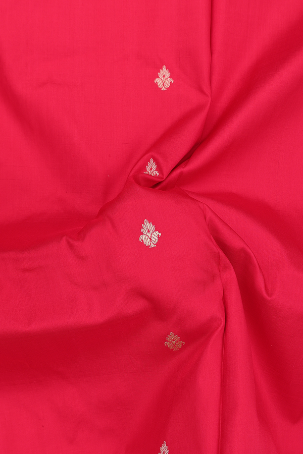 Paithani Silk Saree In Chilli Red With Paisley Buttis