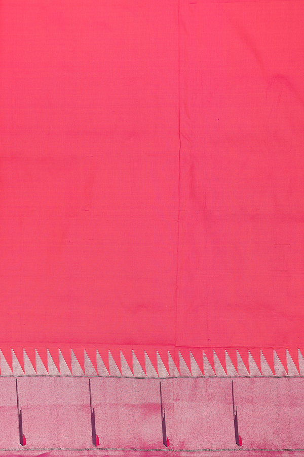 Paithani Silk Saree In Coral Pink With Polka Buttas