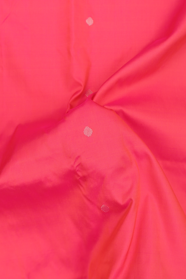 Paithani Silk Saree In Coral Pink With Polka Buttas