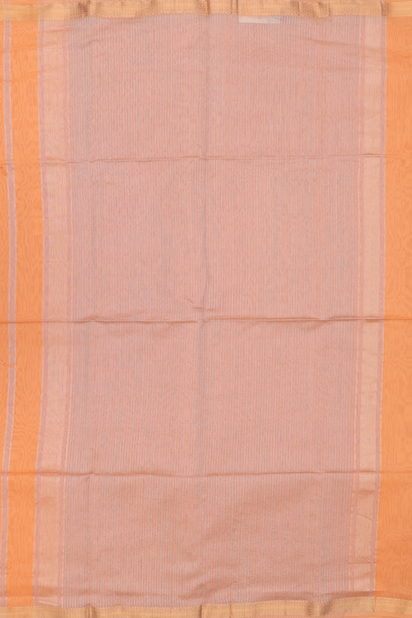 Maheswari Silk Cotton Saree In Orange With Chevron Border