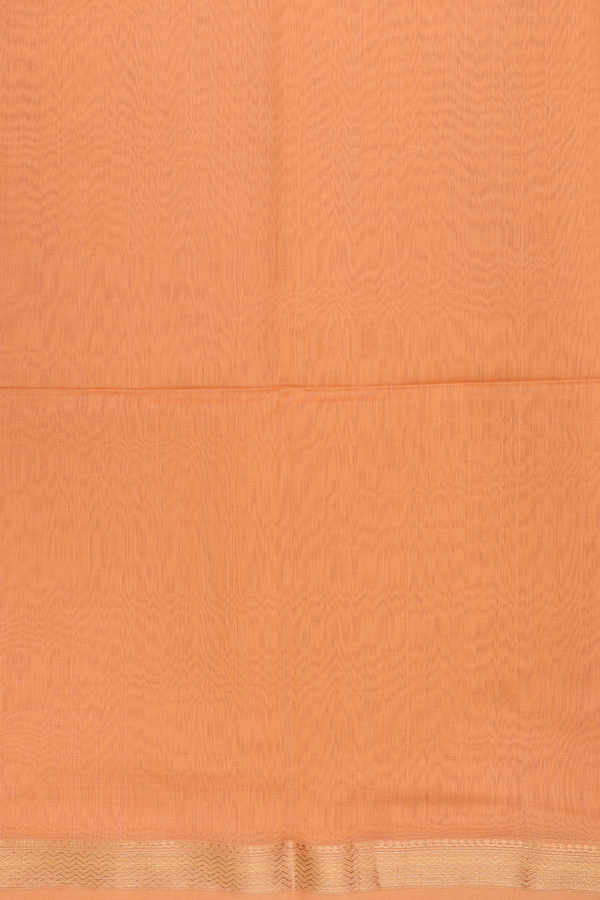 Maheswari Silk Cotton Saree In Orange With Chevron Border