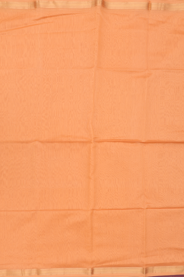 Maheswari Silk Cotton Saree In Orange With Chevron Border