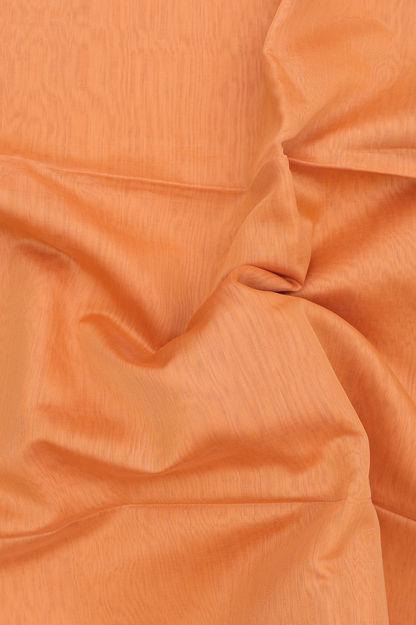 Maheswari Silk Cotton Saree In Orange With Chevron Border