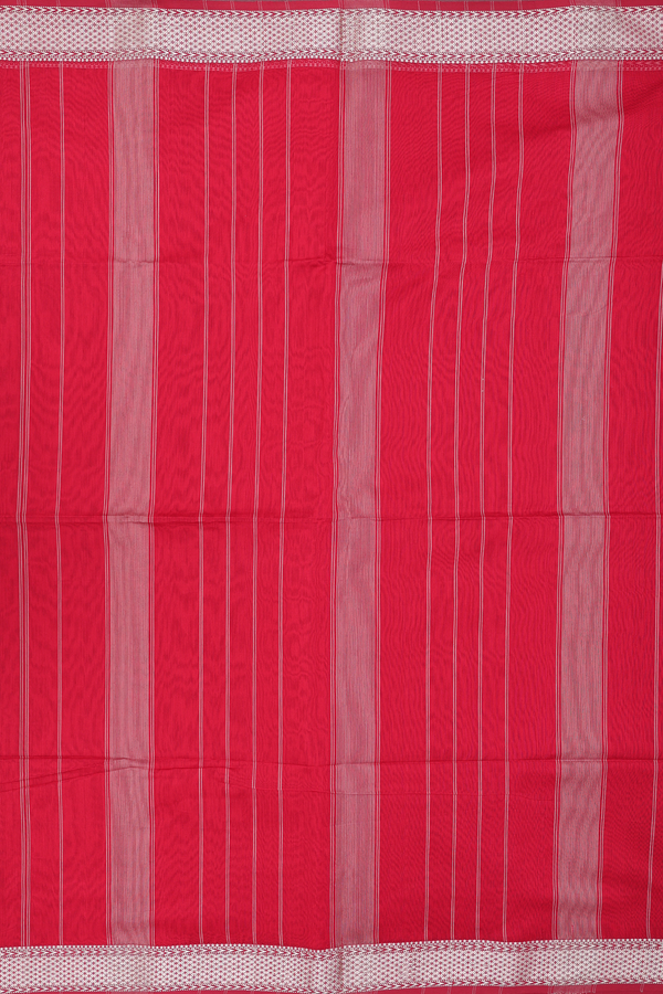 Maheswari Silk Cotton Saree In Red With Threadwork Border