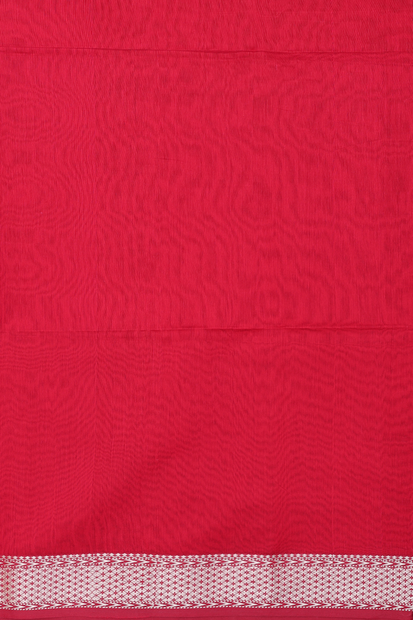 Maheswari Silk Cotton Saree In Red With Threadwork Border
