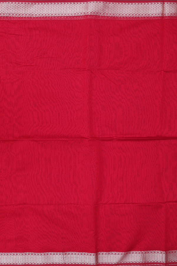 Maheswari Silk Cotton Saree In Red With Threadwork Border