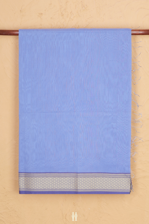Maheswari Silk Cotton Saree In Blue With Threadwork Border
