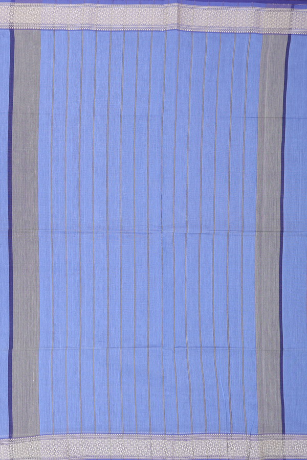 Maheswari Silk Cotton Saree In Blue With Threadwork Border