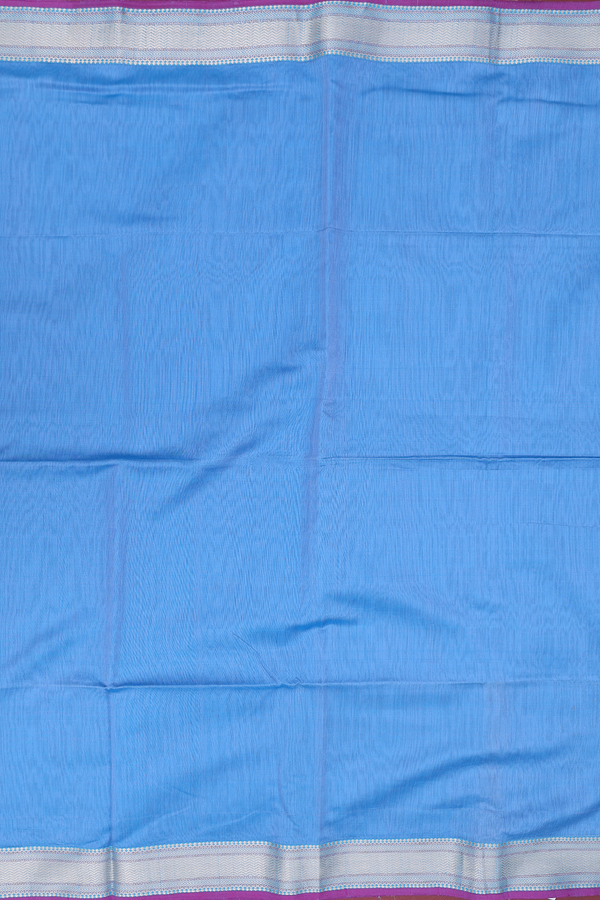 Maheswari Silk Cotton Saree In Blue With Chevron Border