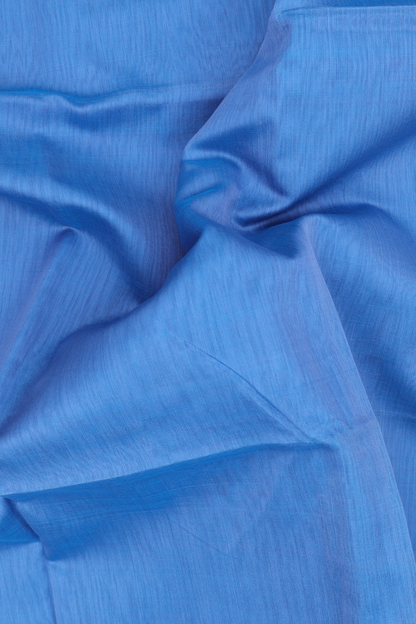 Maheswari Silk Cotton Saree In Blue With Chevron Border