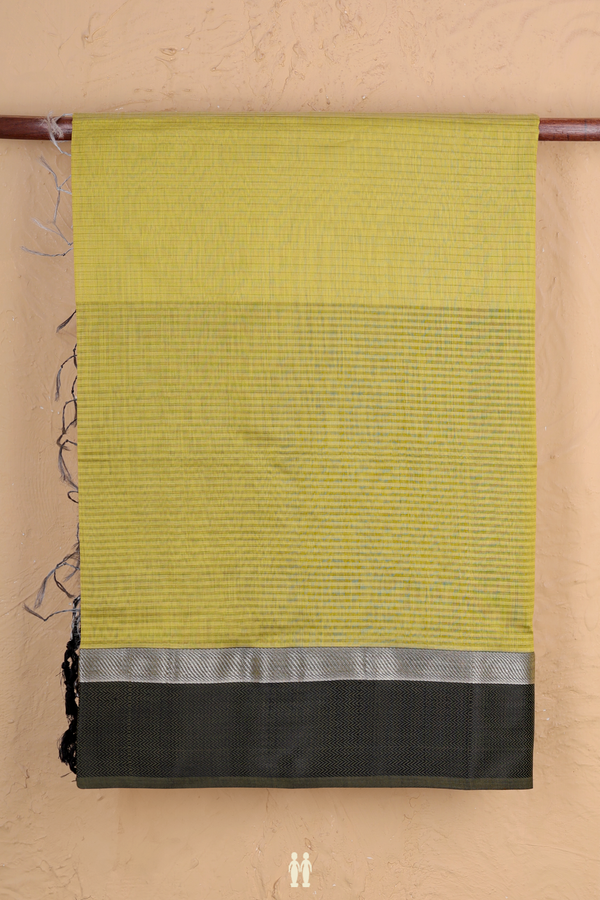 Maheswari Silk Cotton Saree Pear Green With Stripes Design