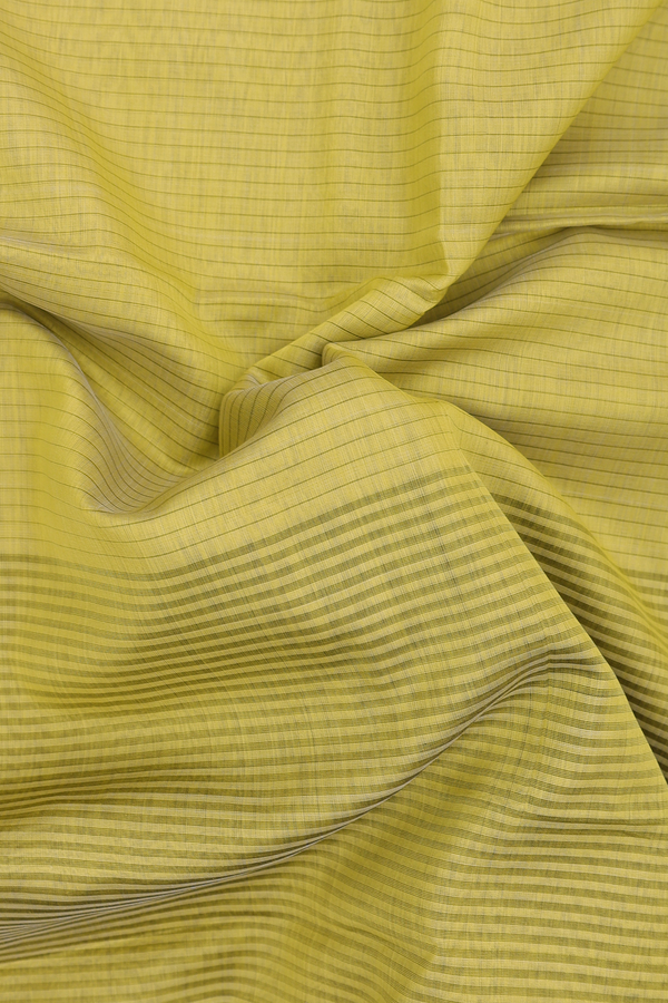 Maheswari Silk Cotton Saree Pear Green With Stripes Design