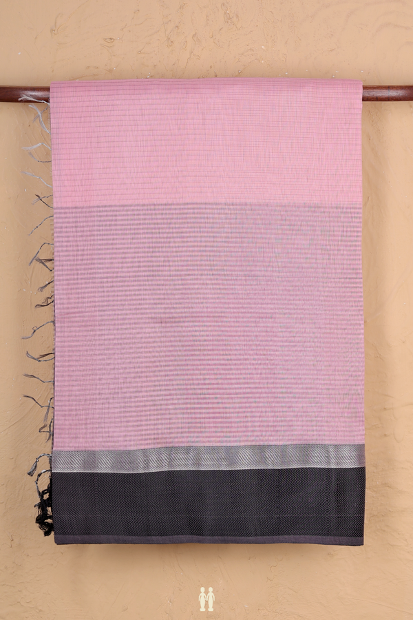 Maheswari Silk Cotton Saree In Pink With Stripes Design