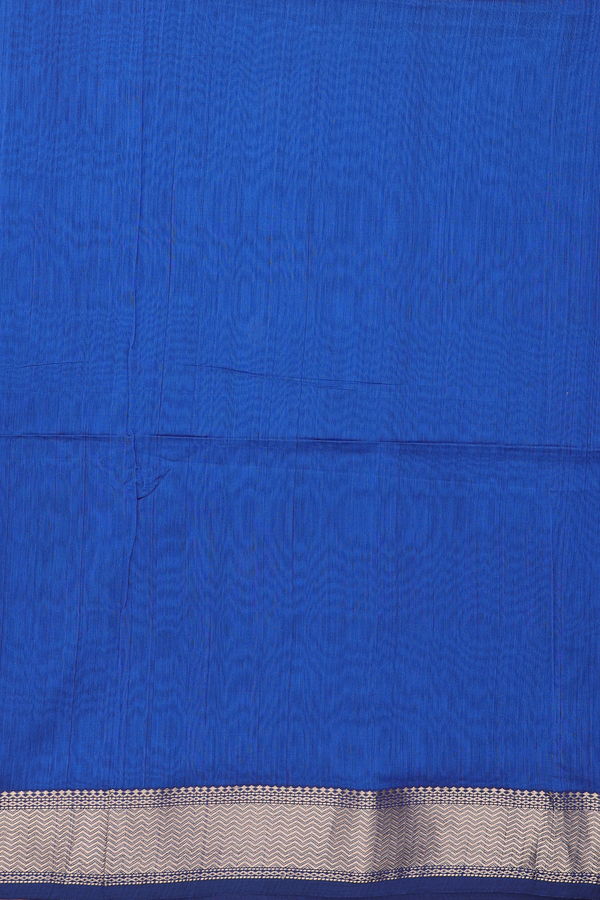 Maheswari Silk Cotton Saree In Blue With Leaf Buttas