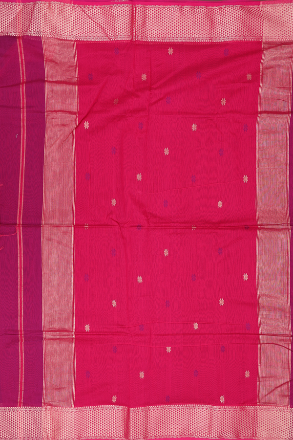 Maheswari Silk Cotton Saree Deep Mulberry With Floral Buttas