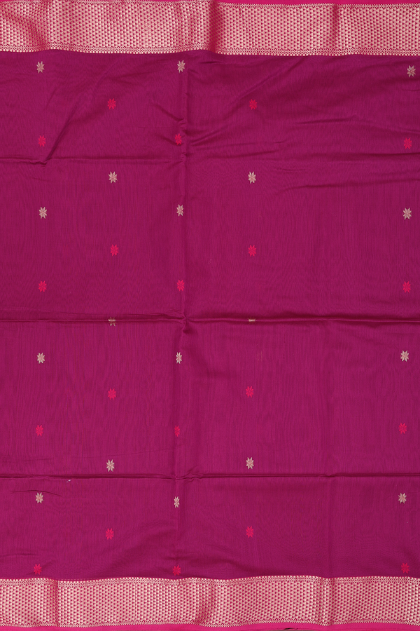 Maheswari Silk Cotton Saree Deep Mulberry With Floral Buttas