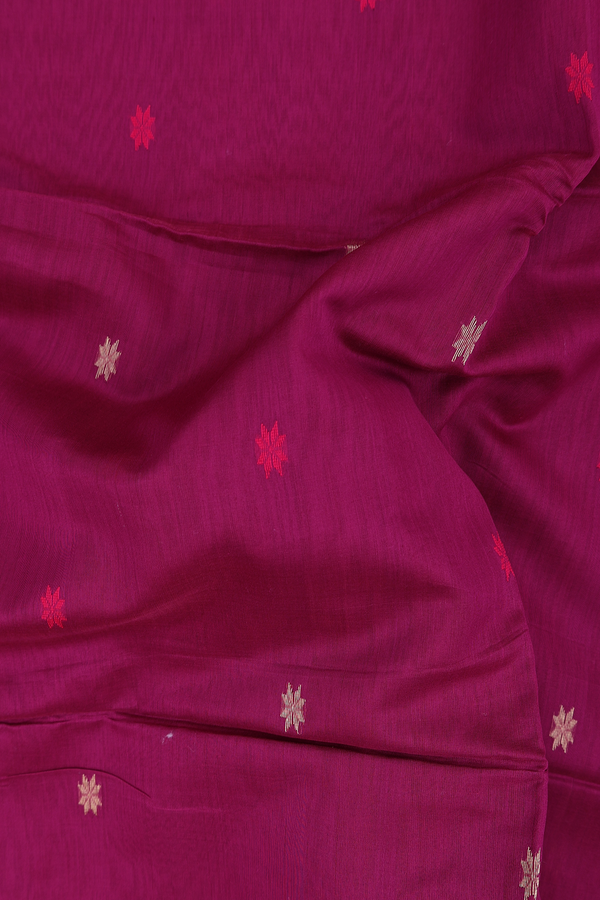 Maheswari Silk Cotton Saree Deep Mulberry With Floral Buttas