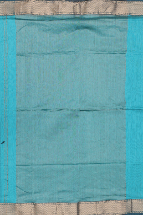 Maheswari Silk Cotton Saree Turkish Blue With Floral Buttas