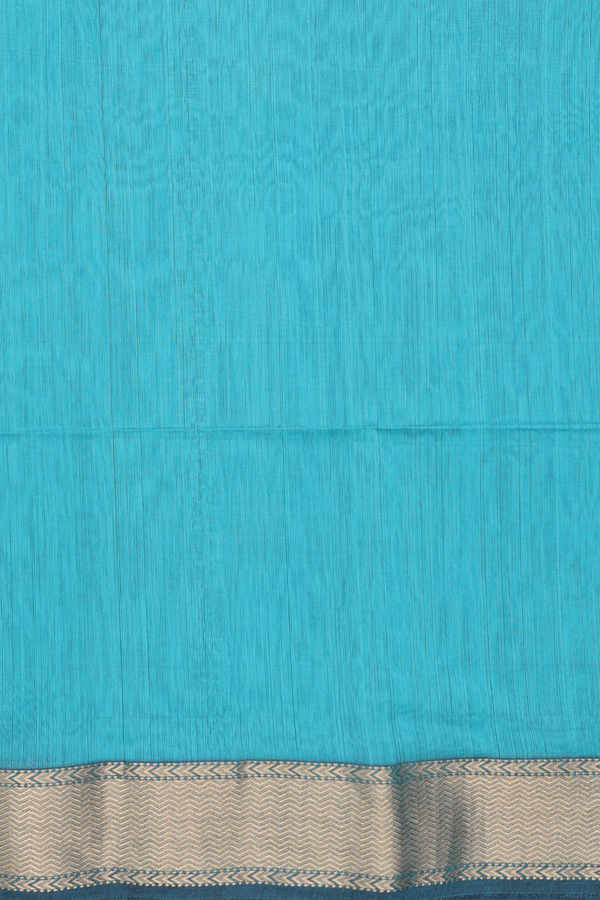 Maheswari Silk Cotton Saree Turkish Blue With Floral Buttas