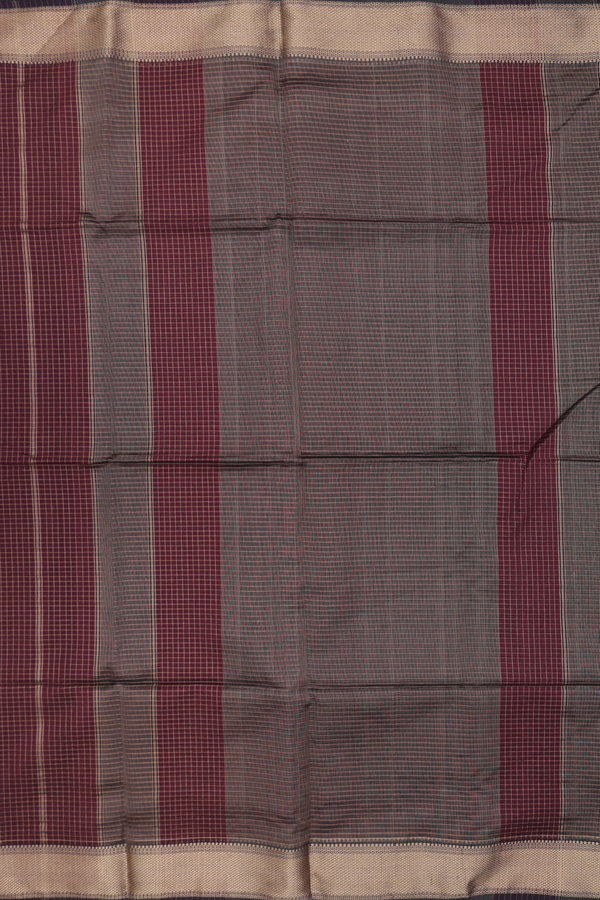 Maheswari Silk Cotton Saree Coffee Brown With Checks Design