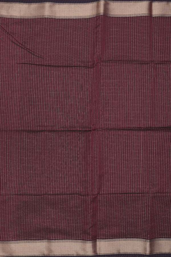 Maheswari Silk Cotton Saree Coffee Brown With Checks Design
