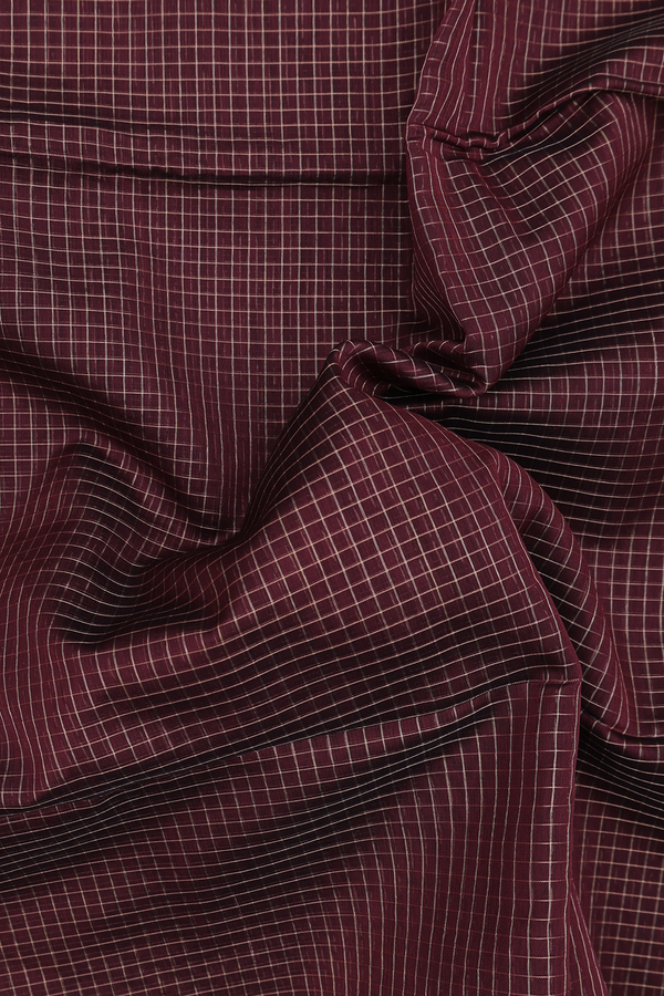 Maheswari Silk Cotton Saree Coffee Brown With Checks Design