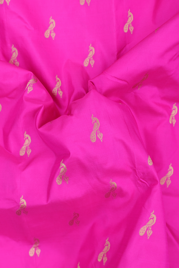 Paithani Silk Saree In Magenta With Peacock Buttas