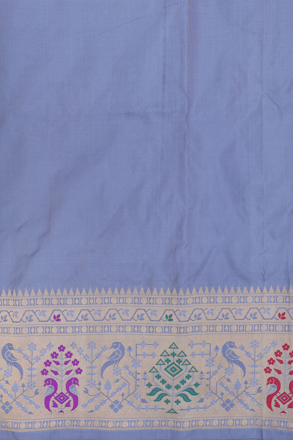 Paithani Silk Saree In Dusty Brown With Peacock Buttas