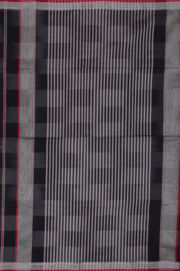 Maheswari Silk Cotton Saree In Black And Grey With Self Design