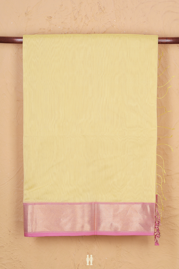 Maheswari Silk Cotton Saree In Yellow With Contrast Border