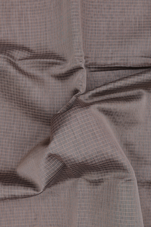 Maheswari Silk Cotton Saree In Dusty Olive With Checks Design