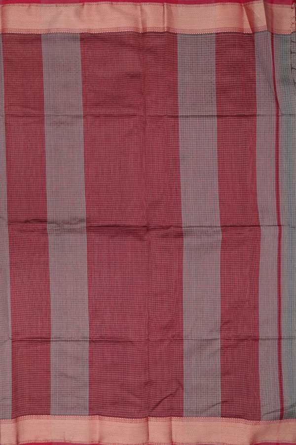 Maheswari Silk Cotton Saree In Dusty Olive With Checks Design