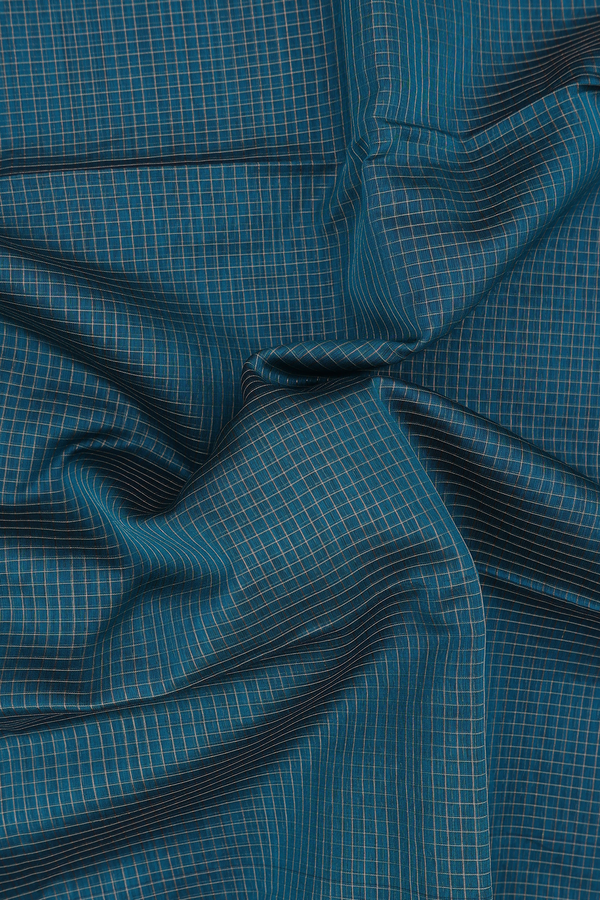 Maheswari Silk Cotton Saree In Green With Checks Design