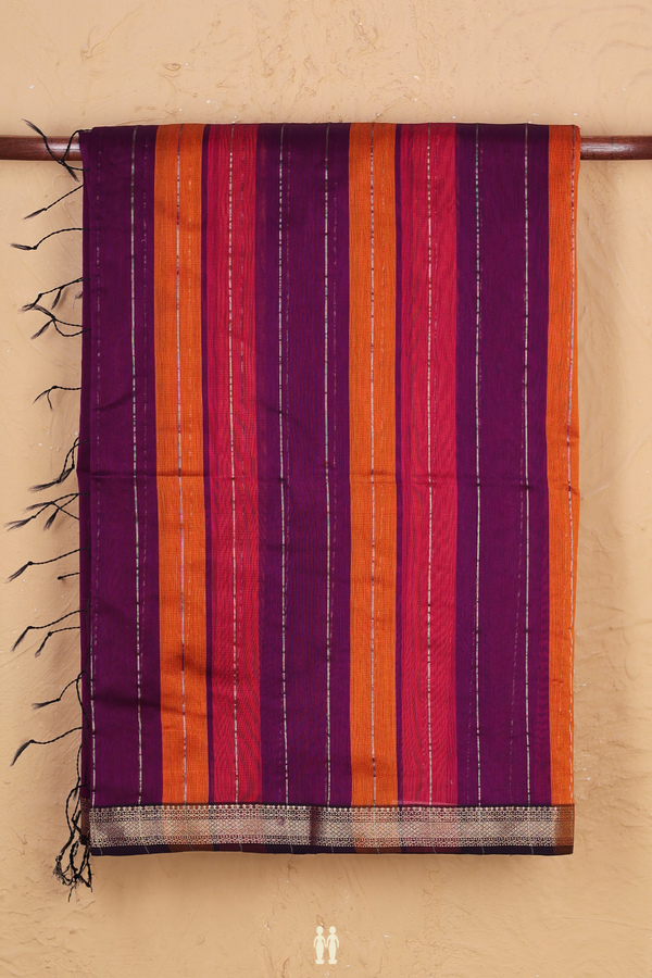 Maheswari Silk Cotton Saree Multicolor With Stripes Design