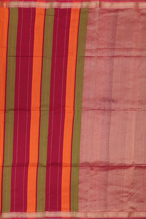 Maheswari Silk Cotton Saree Multicolor With Stripes Design