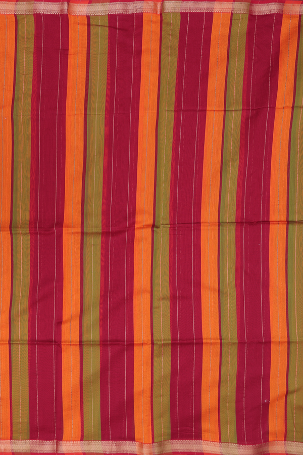 Maheswari Silk Cotton Saree Multicolor With Stripes Design