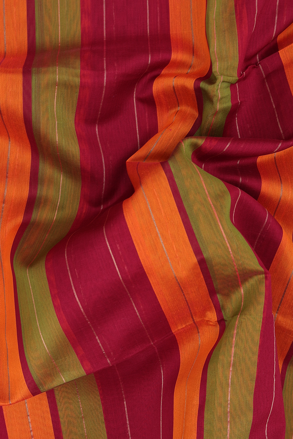 Maheswari Silk Cotton Saree Multicolor With Stripes Design