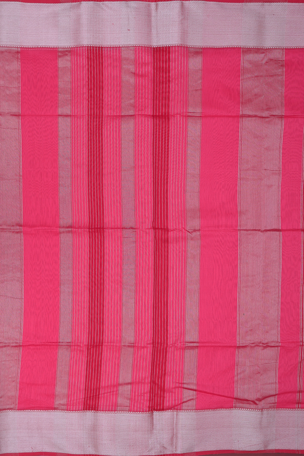 Maheswari Silk Cotton Saree In Punch Pink With Zari Border