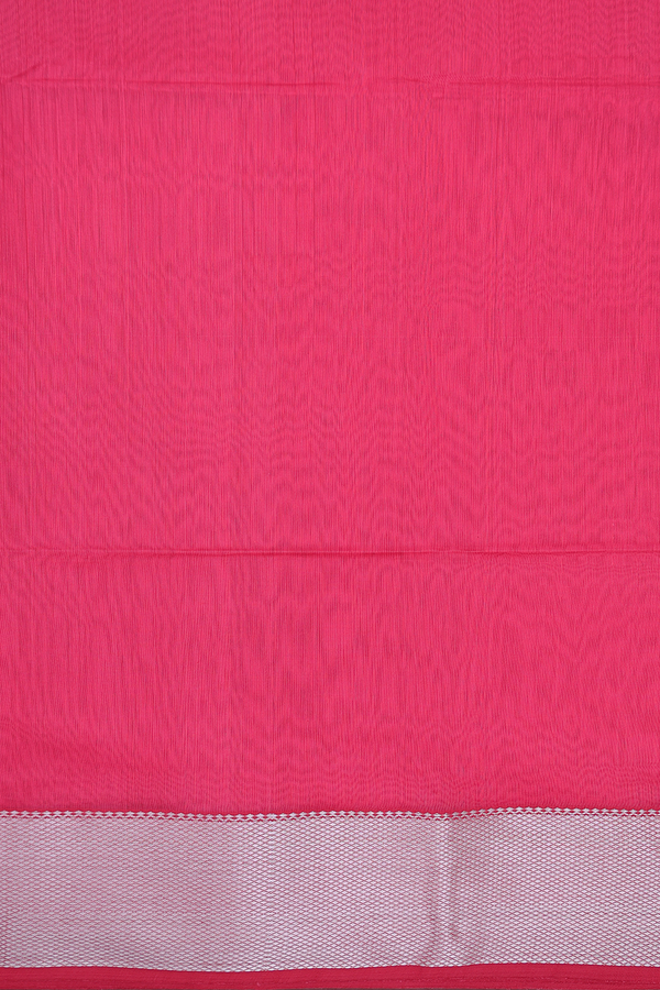 Maheswari Silk Cotton Saree In Punch Pink With Zari Border