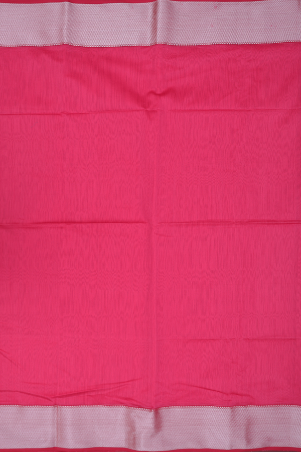 Maheswari Silk Cotton Saree In Punch Pink With Zari Border