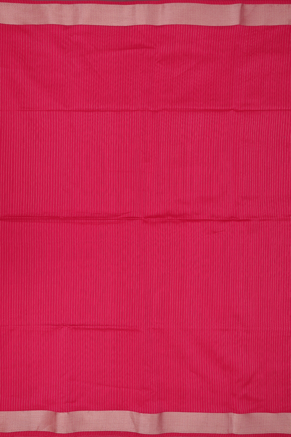 Maheswari Silk Cotton Saree In Rose Red With Stripes Design