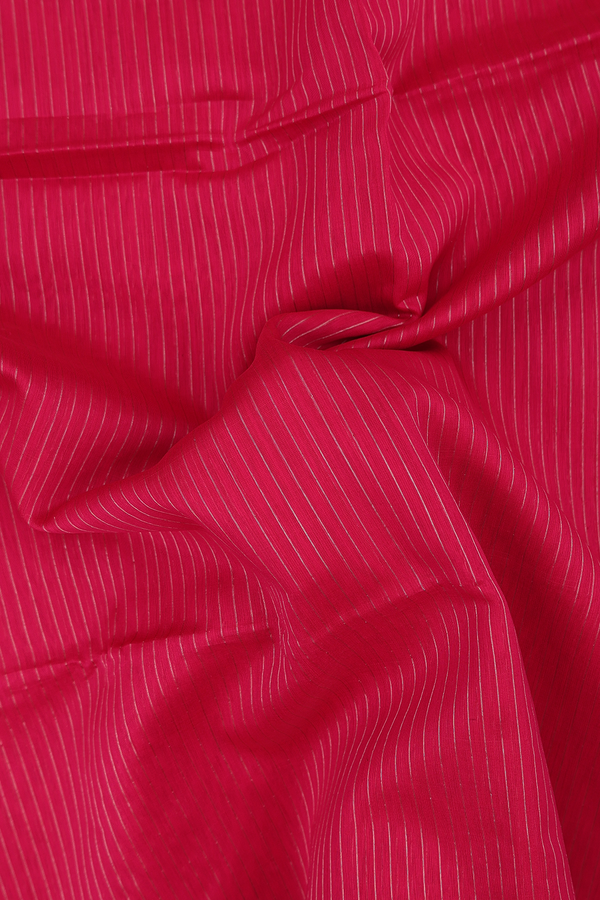 Maheswari Silk Cotton Saree In Rose Red With Stripes Design